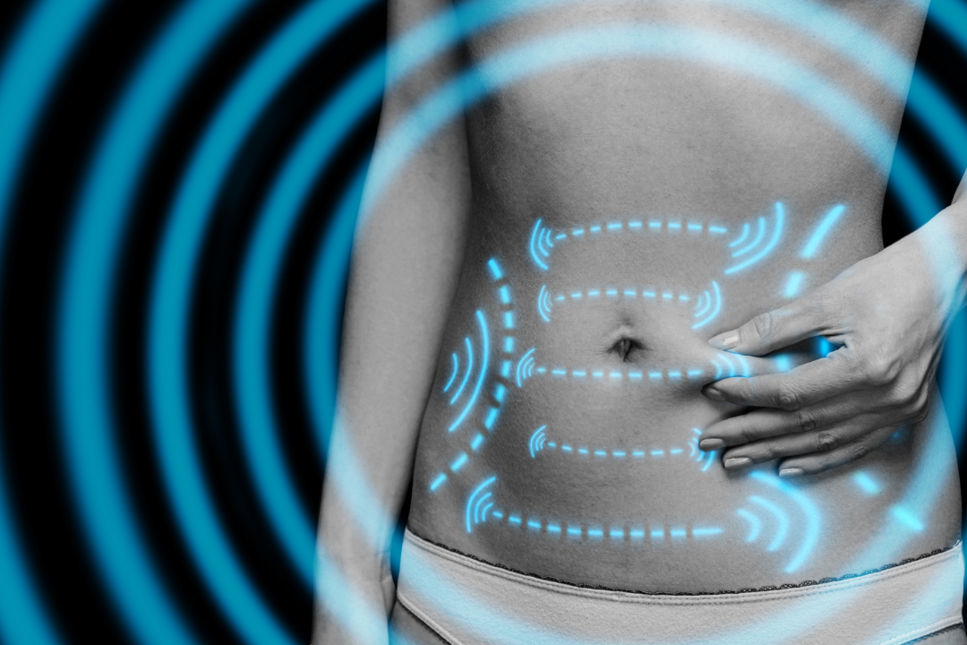 How to Lose Belly Fat 6 Evidence-Based Changes That Actually Work Person's midsection with blue digital effects representing science-based belly fat reduction strategies