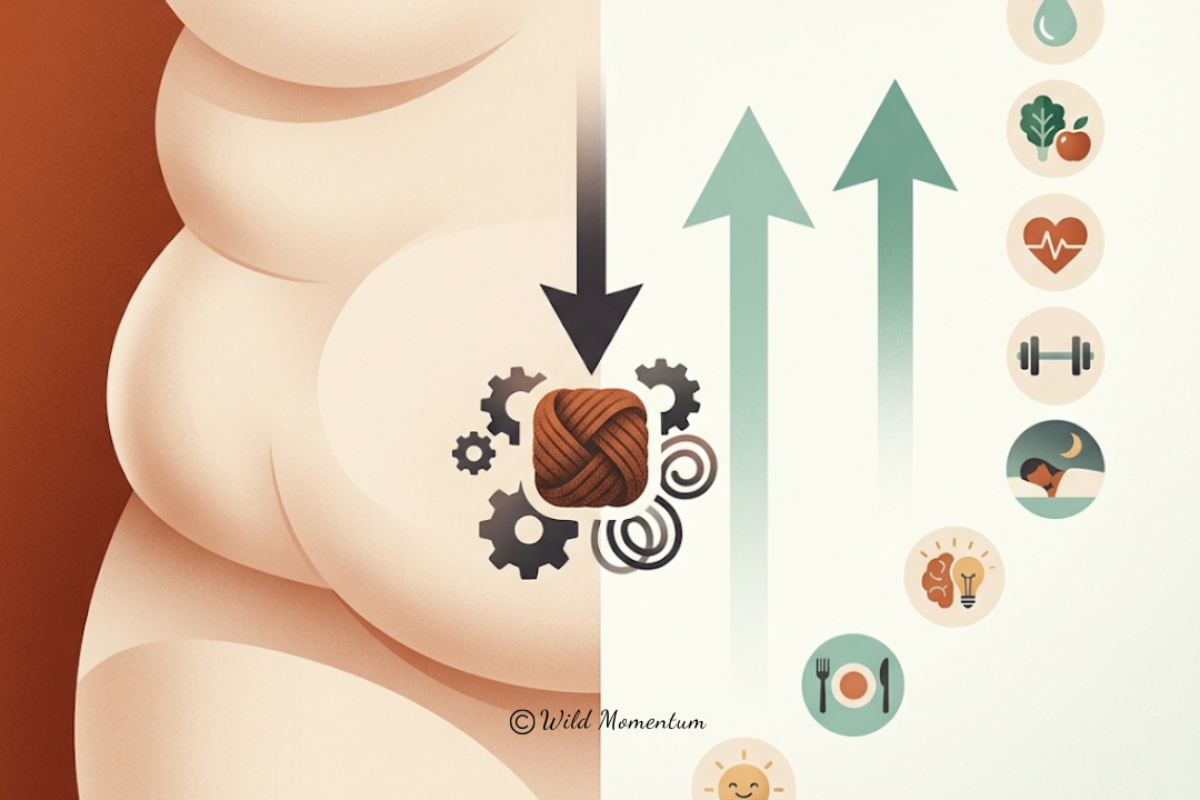 Why Belly Fat Is So Hard to Lose And 8 Simple Habits That Actually Work Infographic showing metabolic process and eight lifestyle habits to reduce belly fat including nutrition, exercise, sleep, and hydration